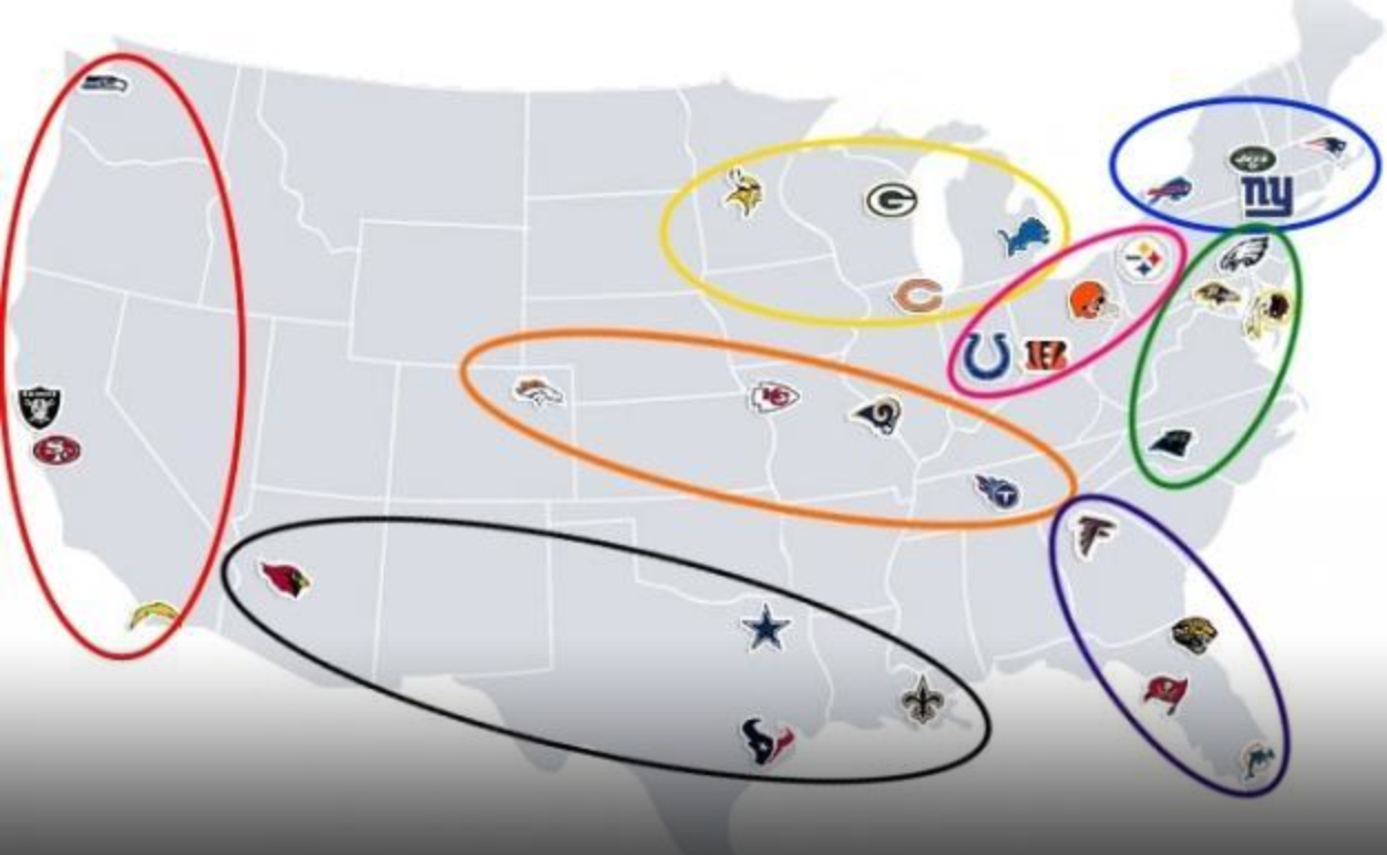 Redditor Creates Concept NFL Division Map Daily Snark