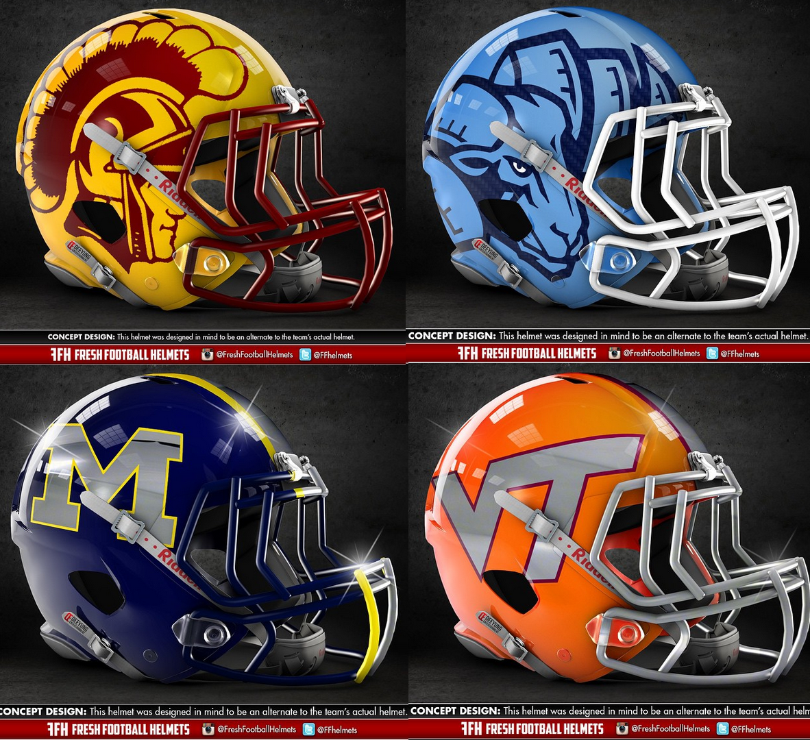 Graphic Designer Creates Alternate Concept Helmets For College Football