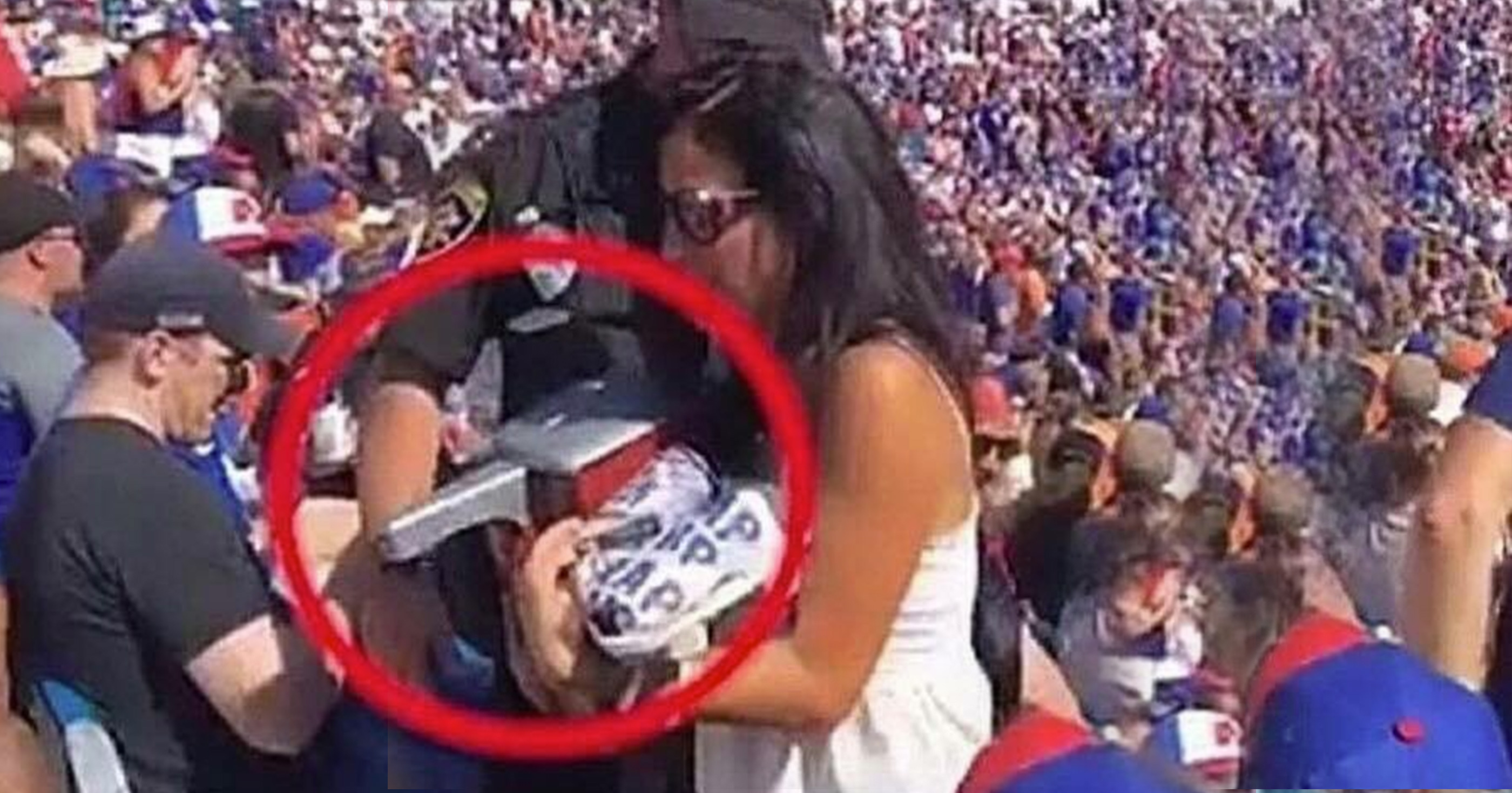 Bills Fan Caught Stealing Full Sized Ketchup Dispenser From Stadium At Game