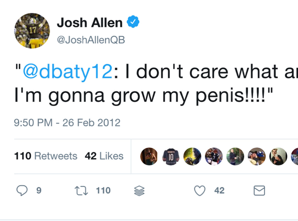 Someone Dug Up QB Josh Allen's Old Tweets And They're Pretttty Bad (PICS)