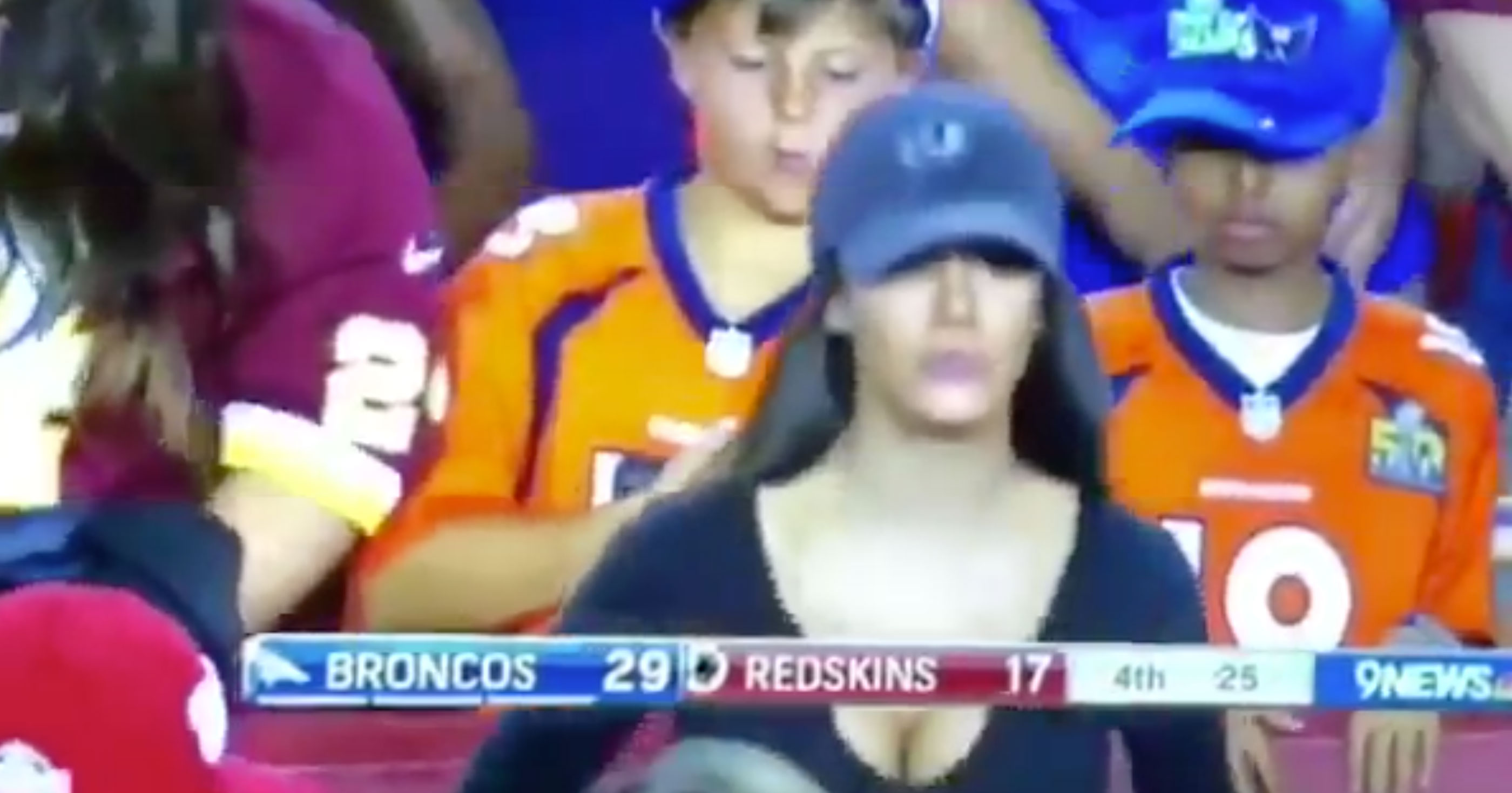 Smoking Hot Fan Mesmerizes Two Young Kids At Redskins-Broncos Game (VIDEO)
