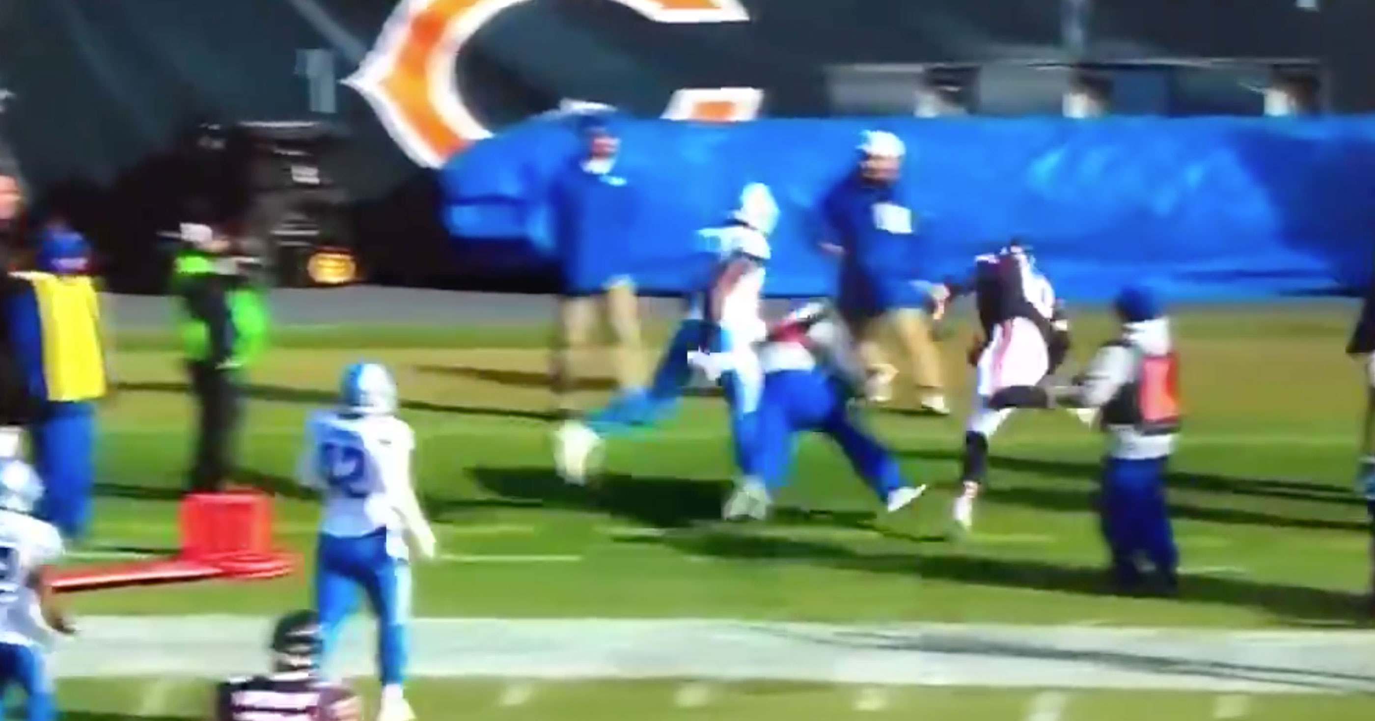 NFL Ball Boy Gets Destroyed After Defender Throws Mitch Trubisky Into