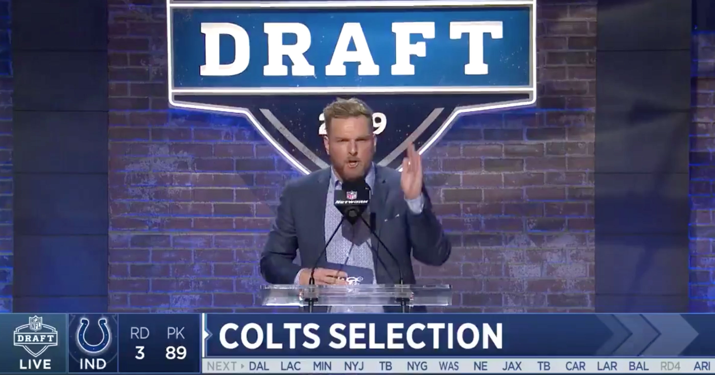 Former Colts Punter Pat McAfee Gives Greatest Pick Announcement In NFL