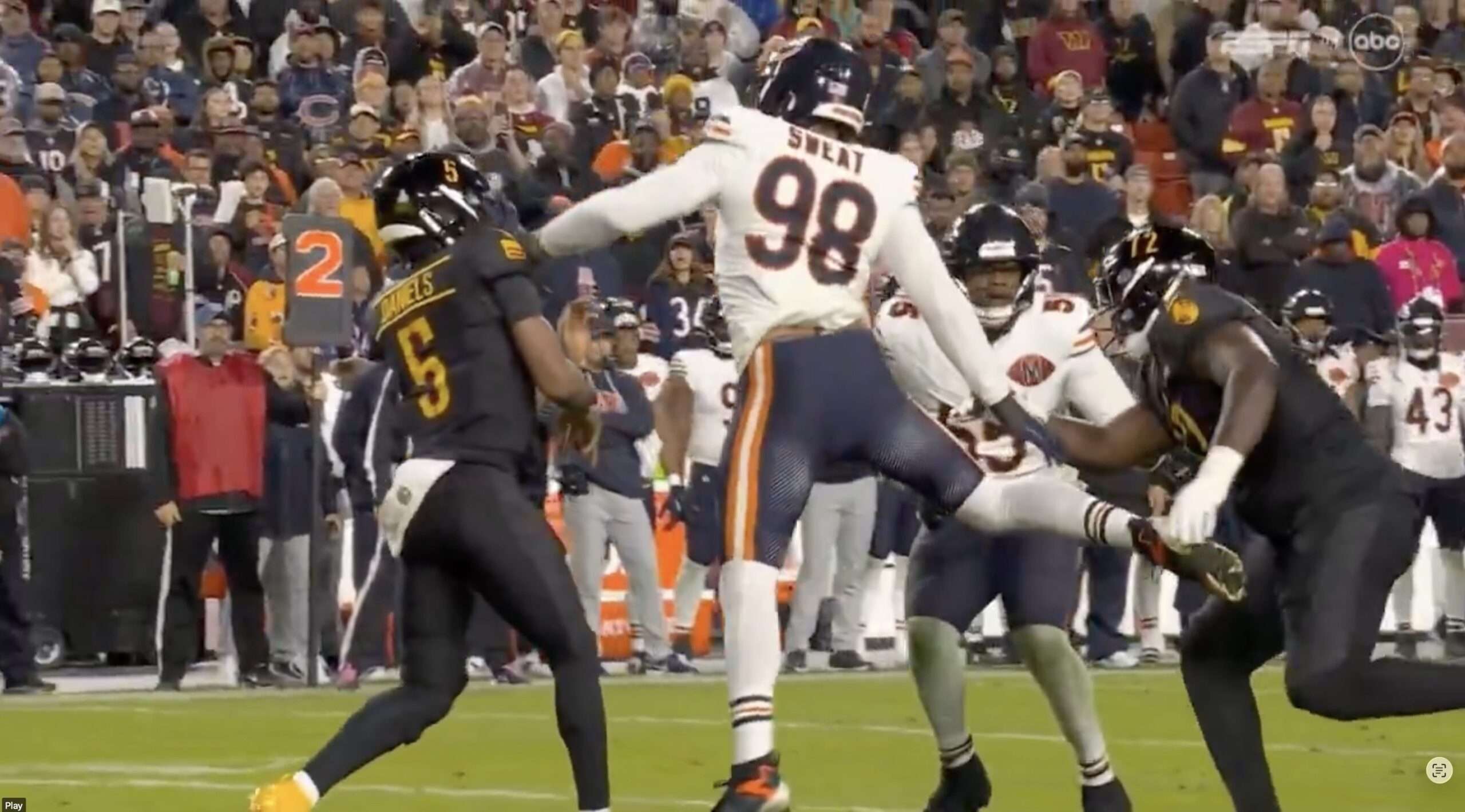 Bears' Montez Sweat Gets Called For Incredibly Weak Roughing The Passer ...