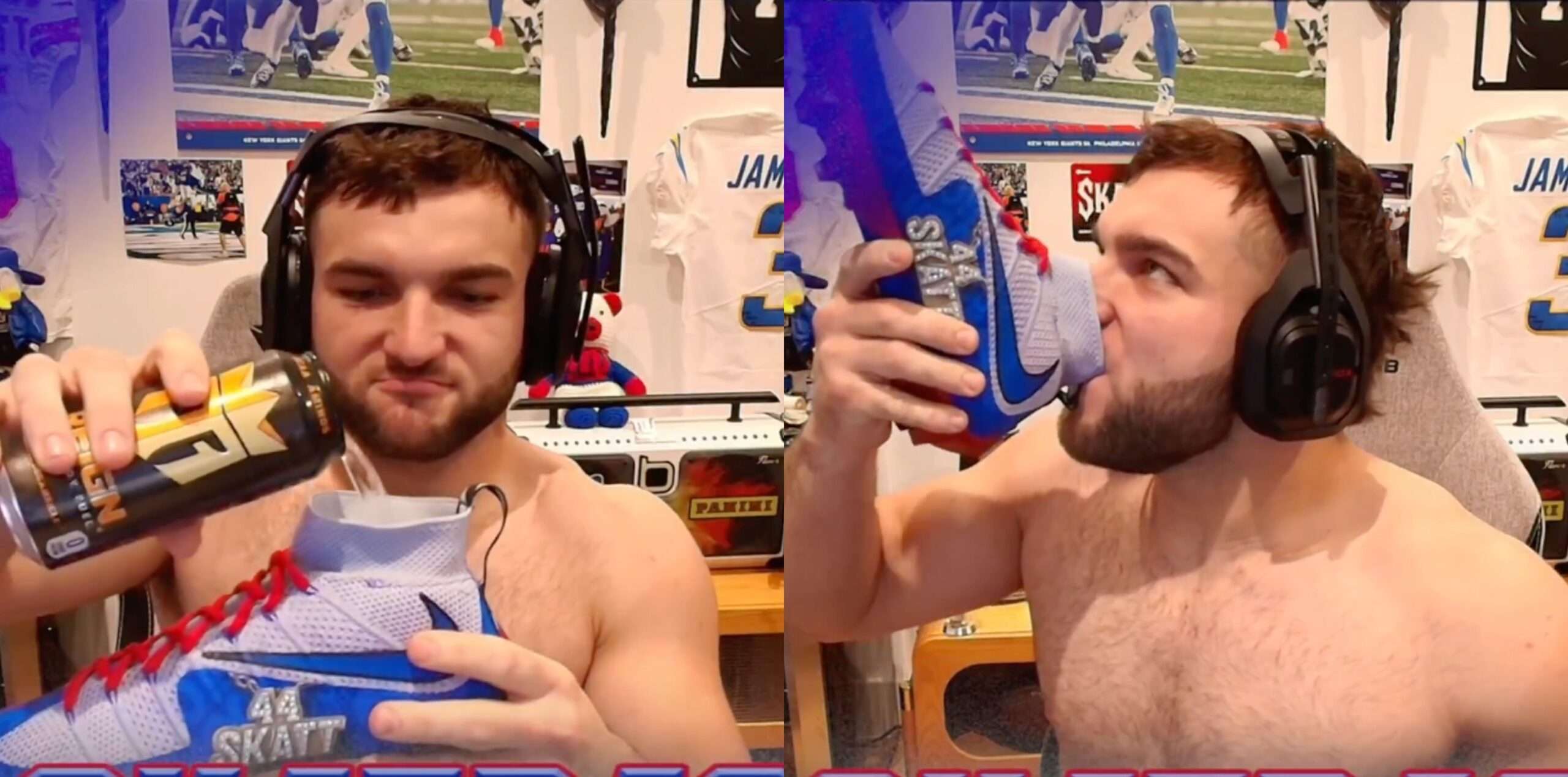 Cam Skattebo Chugged An Energy Drink Out Of His Cleat After Reaching Subscriber Milestone
