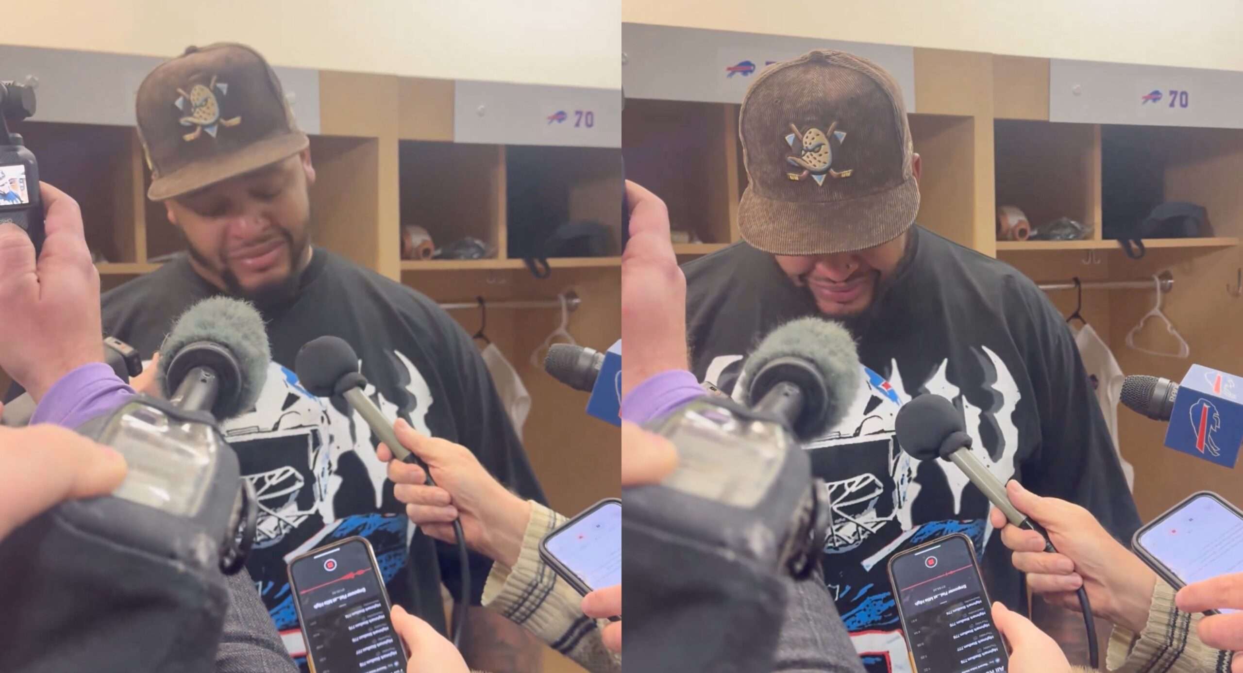 Bills OL Dion Dawkins Was Crying During Postgame Interview After Playoff Loss vs Broncos (VIDEO)