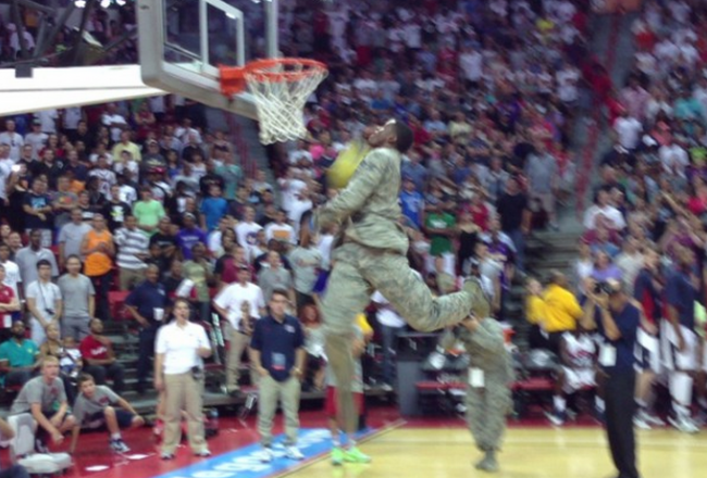 Airman dunks in Army fatigues and boots! Daily Snark