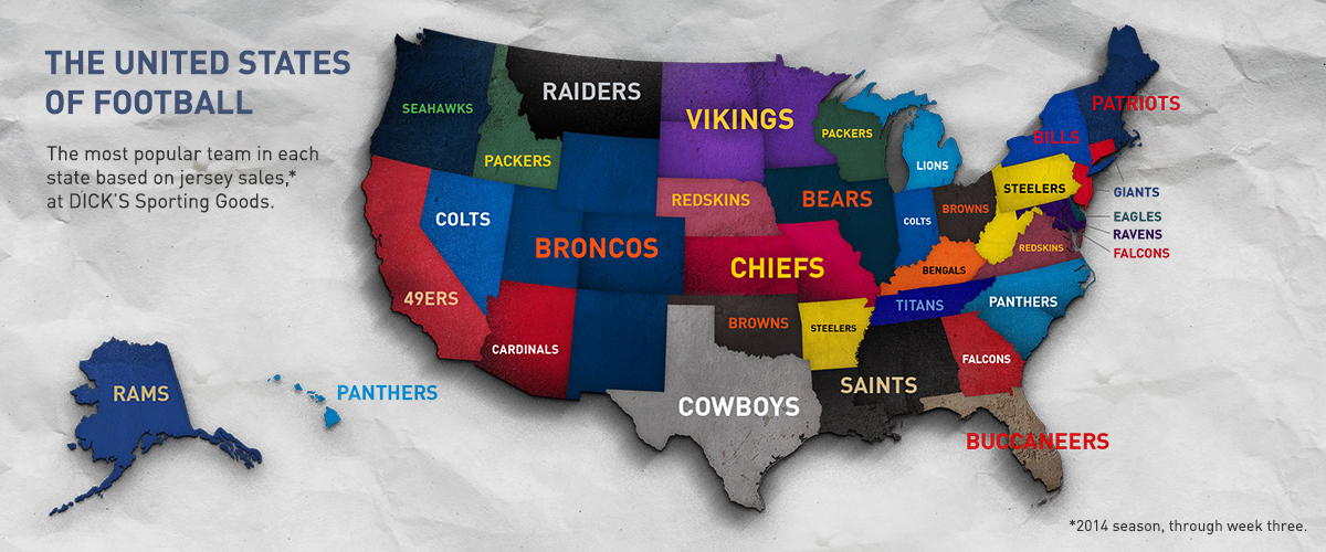 Top Selling NFL Jersey's By State Daily Snark
