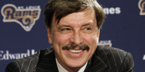 St. Louis Rams owner Stan Kroenke speaks during a news conference where Jeff Fisher was officially introduced as the new head football coach of the St. Louis Rams NFL team, in St. Louis, Tuesday, Jan. 16, 2012. (AP Photo/Tom Gannam)
