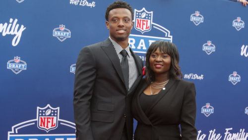 CHICAGO, IL - APRIL 28: Draftee Eli Apple of Ohio State and his mother Annie arrive to the 2016 NFL Draft at the Auditorium Theatre of Roosevelt University on April 28, 2016 in Chicago, Illinois. (Photo by Kena Krutsinger/Getty Images)