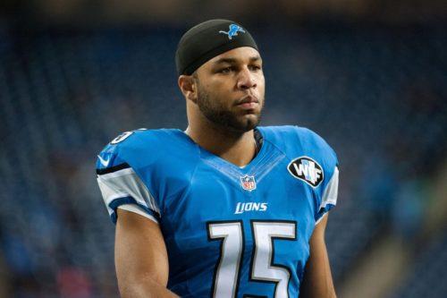 Dec 14, 2014; Detroit, MI, USA; Detroit Lions wide receiver Golden Tate (15) before the game against the Minnesota Vikings at Ford Field. Mandatory Credit: Tim Fuller-USA TODAY Sports ORG XMIT: USATSI-180448 ORIG FILE ID: 20141214_cja_af2_020.JPG