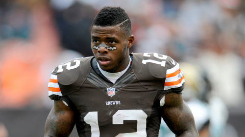CLEVELAND, OHIO - DECEMBER 1, 2013: Receiver Josh Gordon #12 of the Cleveland Browns jogs to the sideline after a helmet to helmet hit during a game against the Jacksonville Jaguars at FirstEnergy Stadium in Cleveland, Ohio. The Jaguars won 32-28.(Photo by David Dermer/Diamond Images/Getty Images)