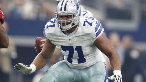 Sep 27, 2015; Arlington, TX, USA; Dallas Cowboys guard La'el Collins (71) in action against the Atlanta Falcons at AT&T Stadium. Mandatory Credit: Matthew Emmons-USA TODAY Sports