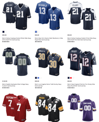 2016 jersey sales