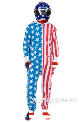 Daryl Johnson, Baton Rouge Resident, draped in American flag apparel