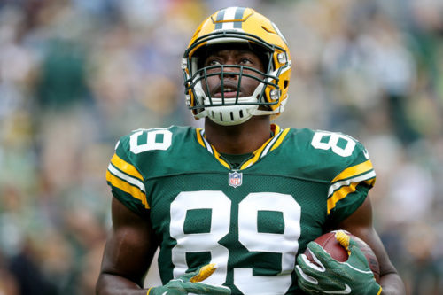 GREEN BAY, WI - SEPTEMBER 25: Jared Cook #89 of the Green Bay Packers warms up before the game against the Detroit Lions at Lambeau Field on September 25, 2016 in Green Bay, Wisconsin. (Photo by Dylan Buell/Getty Images)