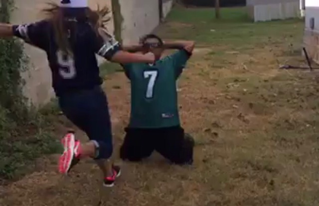 Eagles Fan Gets Kicked In The Nuts By After Losing Bet To His Wife