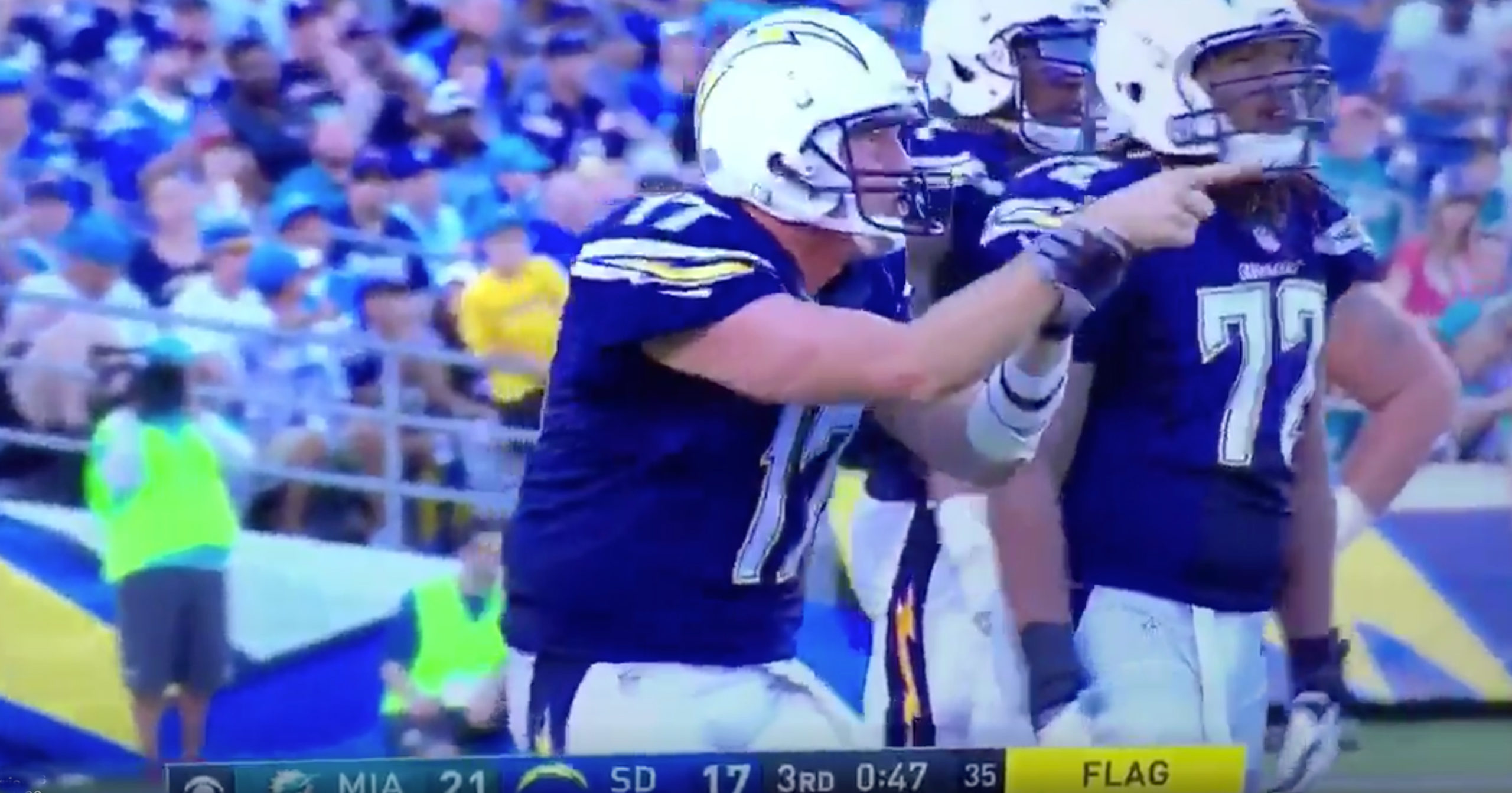 Philip Rivers Taunting A Dolphins Player Who Was Called For Holding Is ...