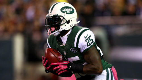 EAST RUTHERFORD, NJ - OCTOBER 08: Joe McKnight #25 of the New York Jets returns a kickoff 100-yards for a touchdown in the third quarter against the Houston Texans at MetLife Stadium on October 8, 2012 in East Rutherford, New Jersey. (Photo by Elsa/Getty Images)