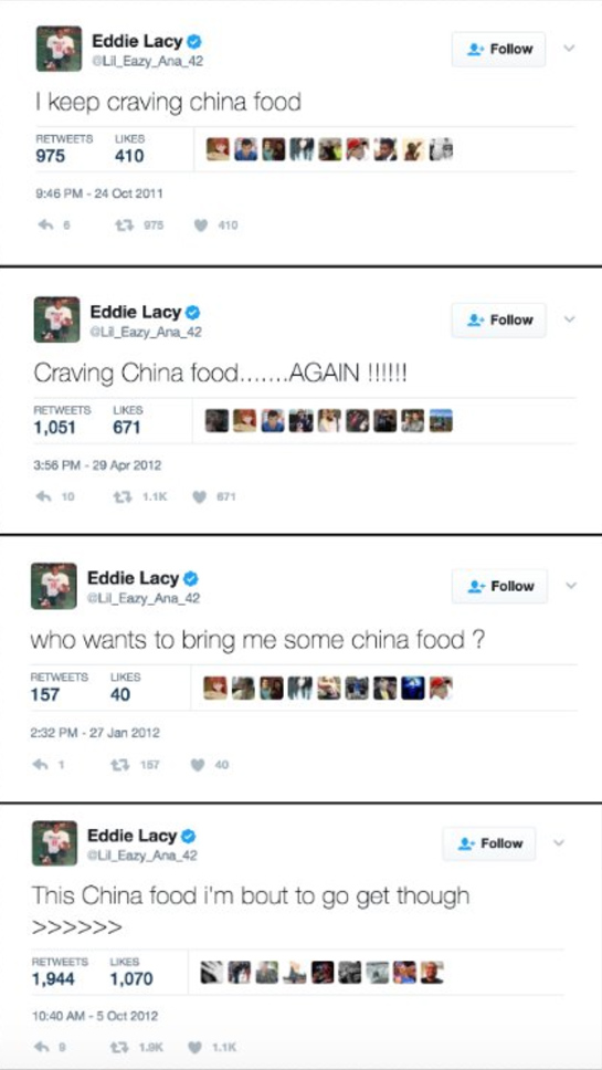 Eddie Lacy's new deal resurfaces his 'China food' addiction 