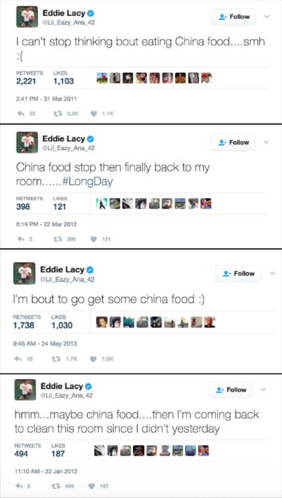 Eddie Lacy's new deal resurfaces his 'China food' addiction 