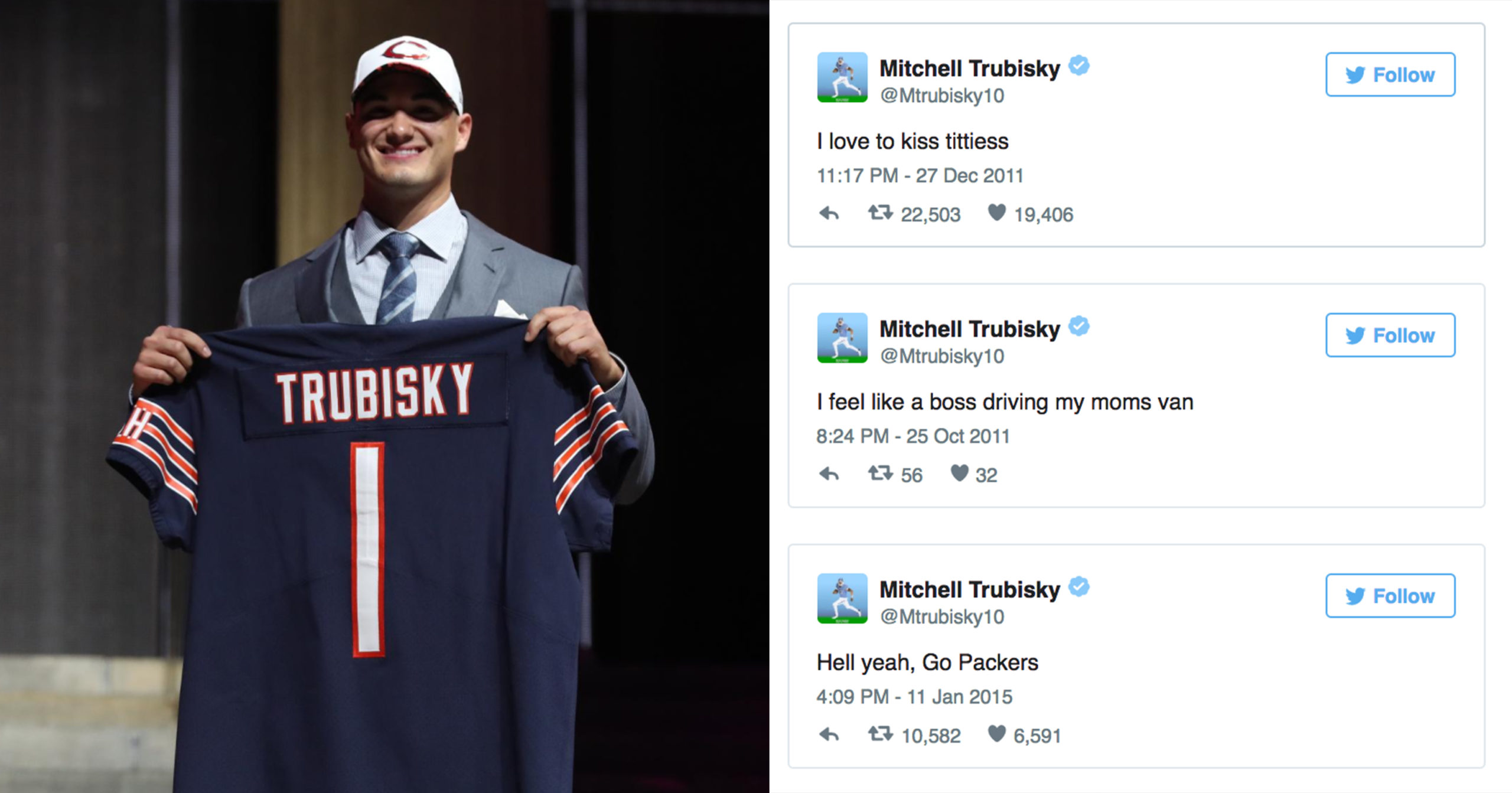 Twitter Digs Up Bears QB Mitch Trubisky's Old Tweets & They'r...
