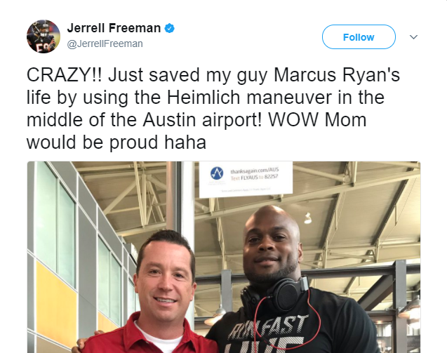 Bears linebacker Jerrell Freeman saves man with Heimlich maneuver at airport