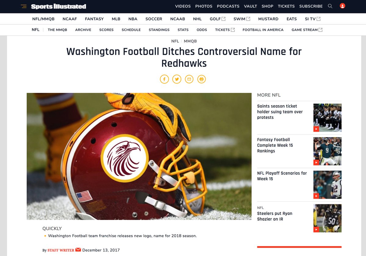 Someone Created Fake Online News Articles Claiming Redskins Have Changed  Their Name