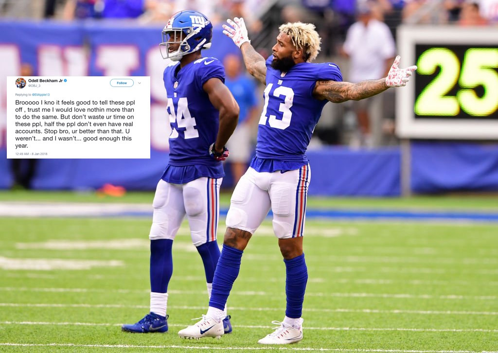 Giants' Odell Beckham Jr Tells Eli Apple To Stop Getting Into Arguments  With Fans On Twitter