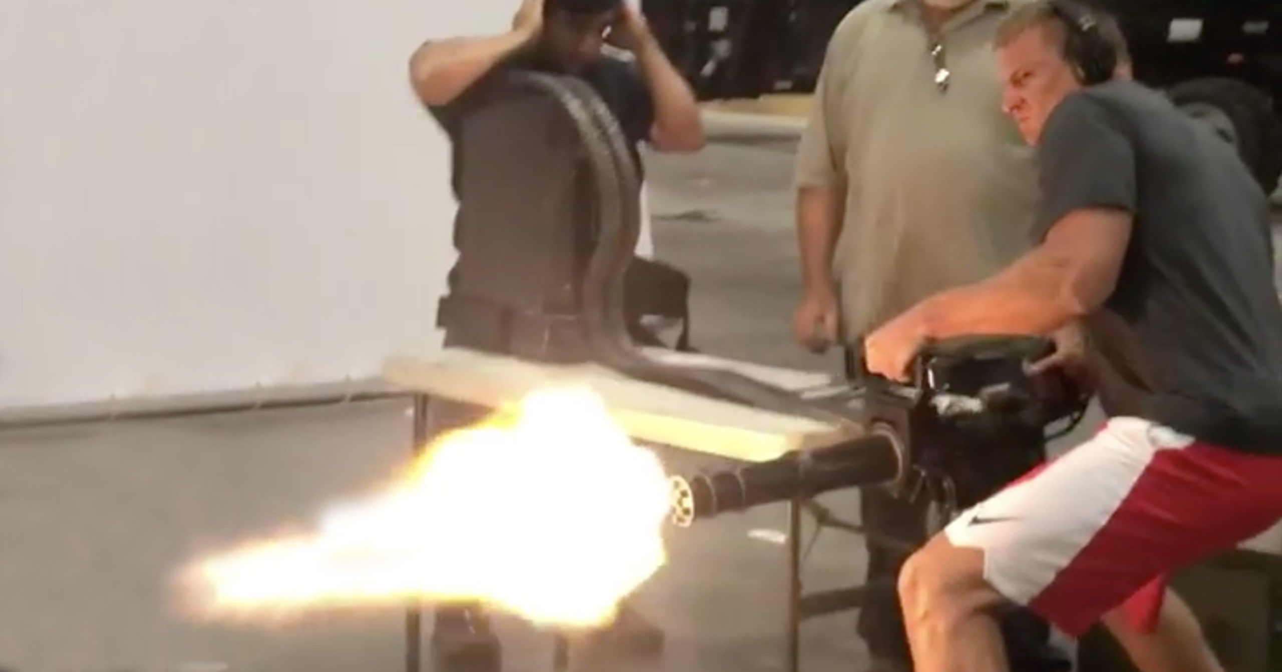 Video Of Gronk Firing Off Thousands Of Rounds From A Mini Gun Is