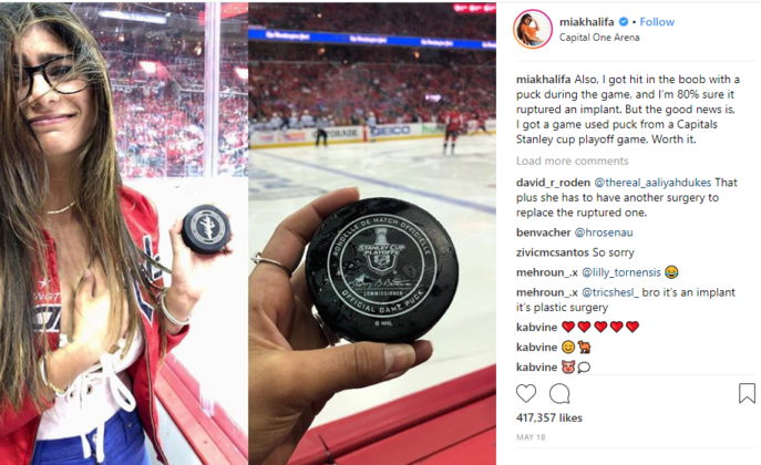 Mia Khalifa To Undergo Surgery After Taking 80 Mph Hockey Puck To The Boob 