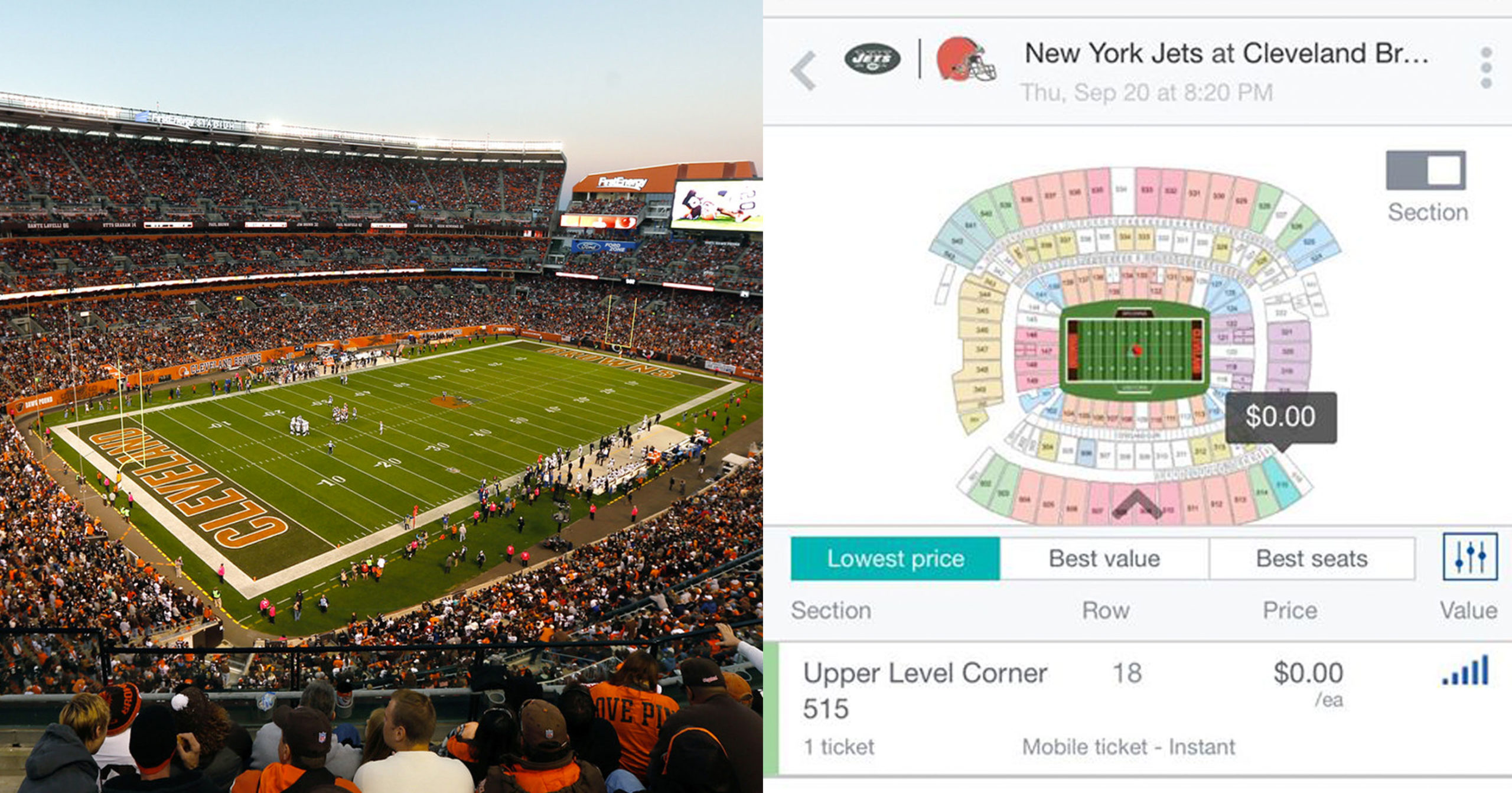 Tickets For Browns vs. Jets Thursday Night Game Going For Whopping 0.00
