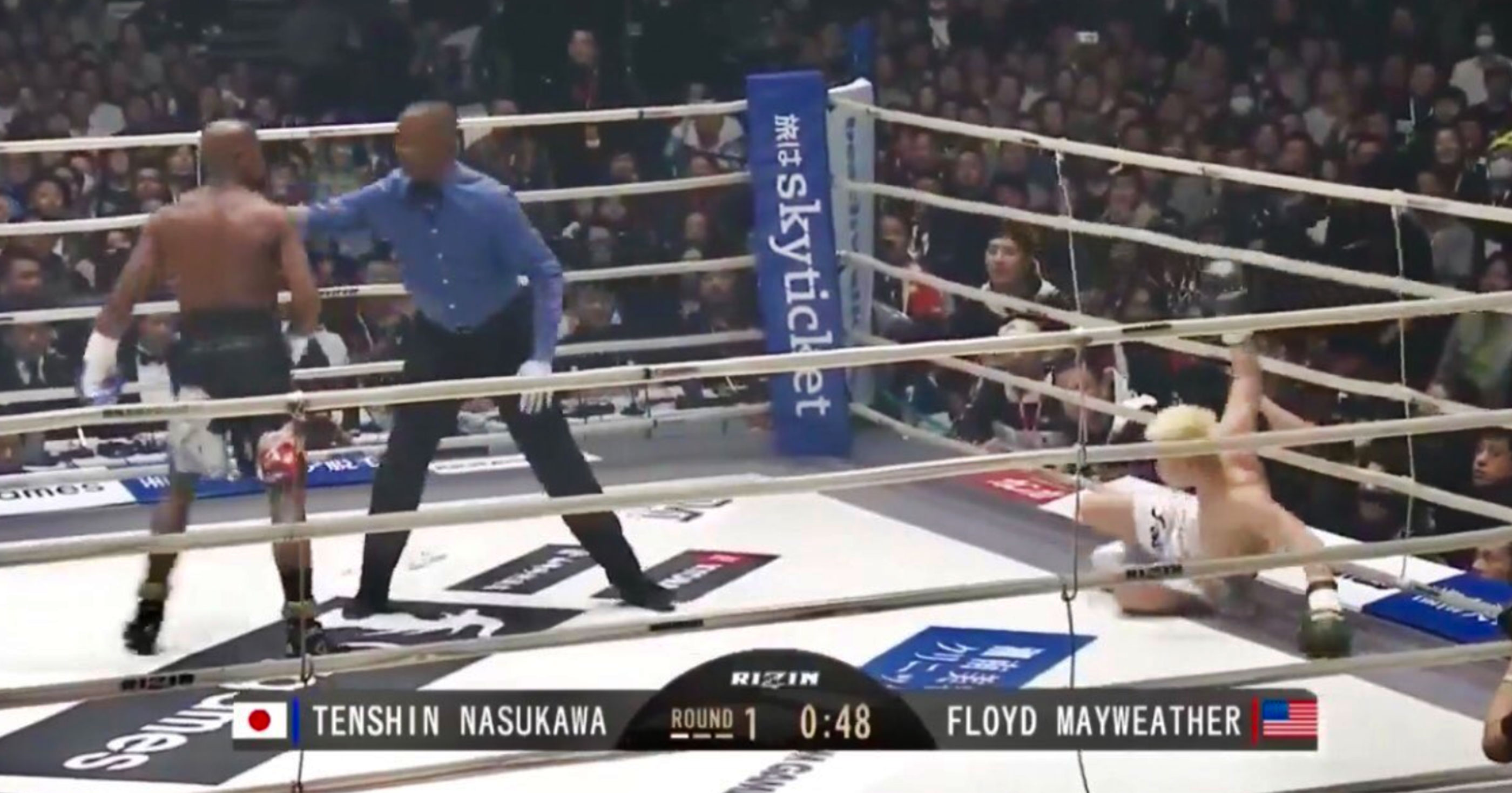 Floyd Mayweather Knocks Out Asian Boxer After Getting Paid $9M To Fight Him For One Round