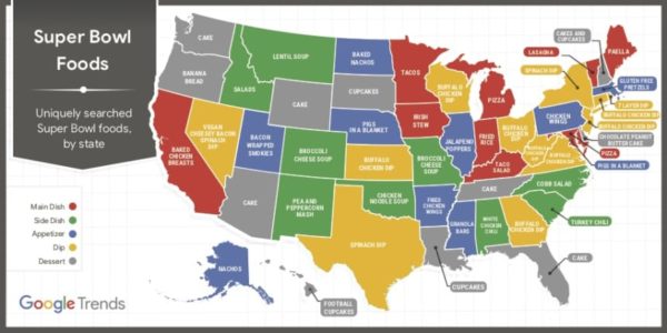 Google Study Shows The Most Popular Super Bowl Snacks In Every State ...