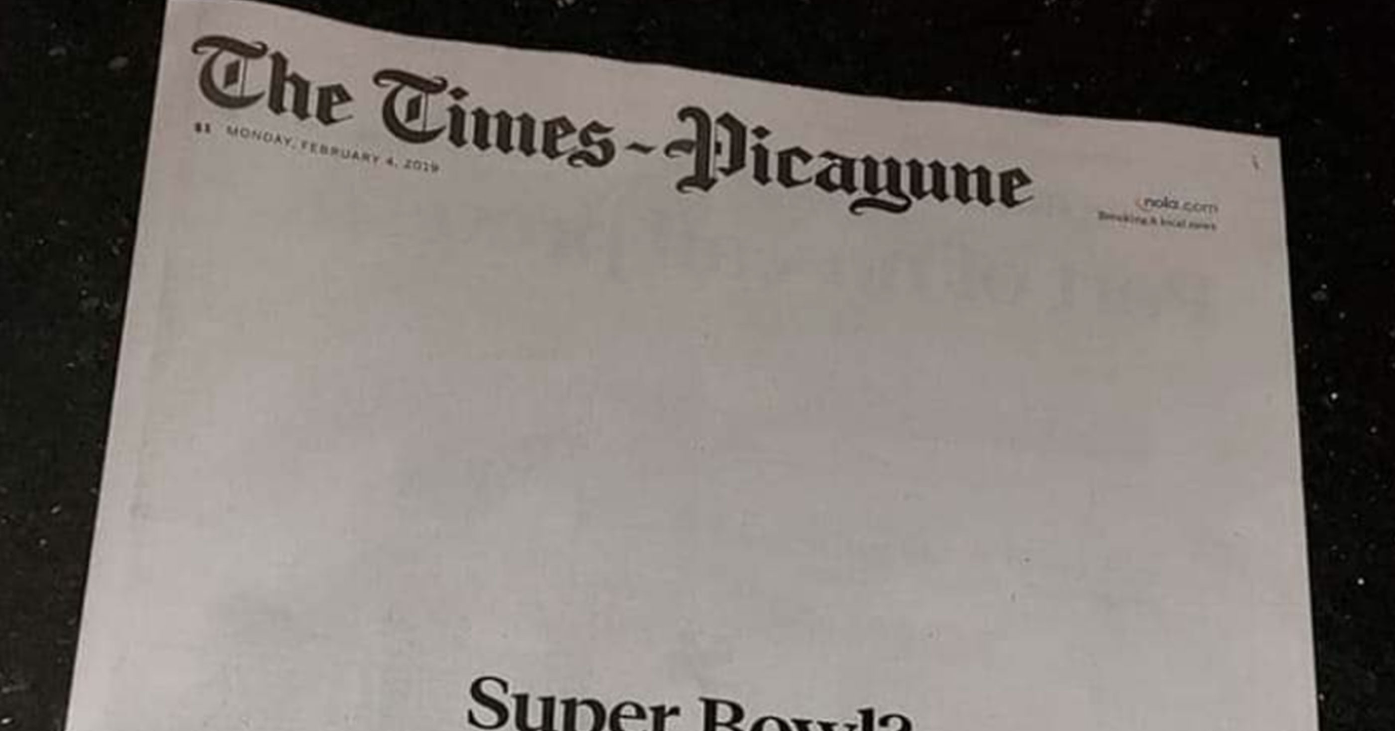 Front Page Of Newspaper In New Orleans Trolls NFL One Final Time For Saints Getting Robbed2800 x 1468