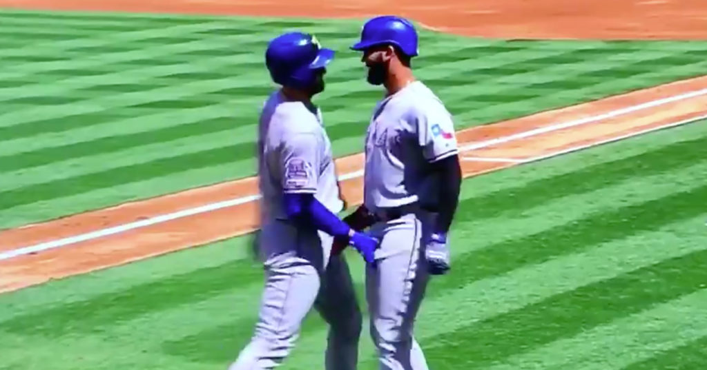 Texas Rangers Players Celebrate Home Run By Grabbing Each Others Dicks (VIDEO)