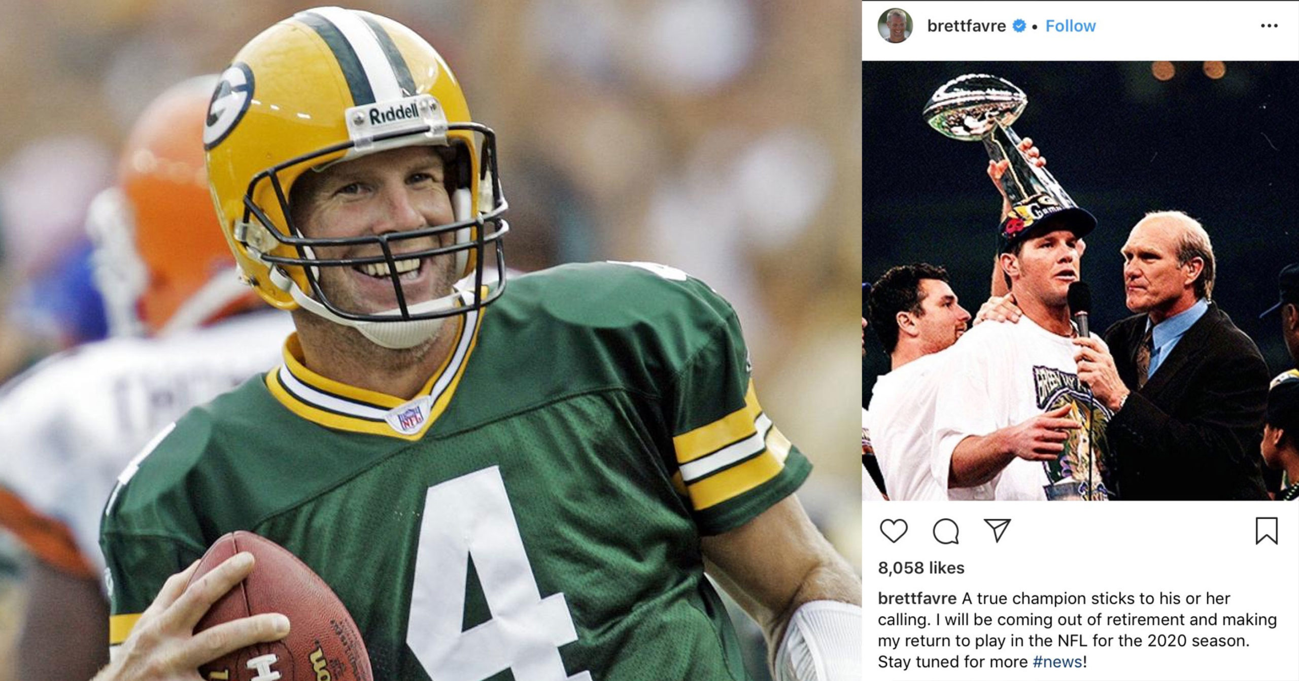 Brett Favre Announces On Instagram That He's Coming Out Of Retirement.