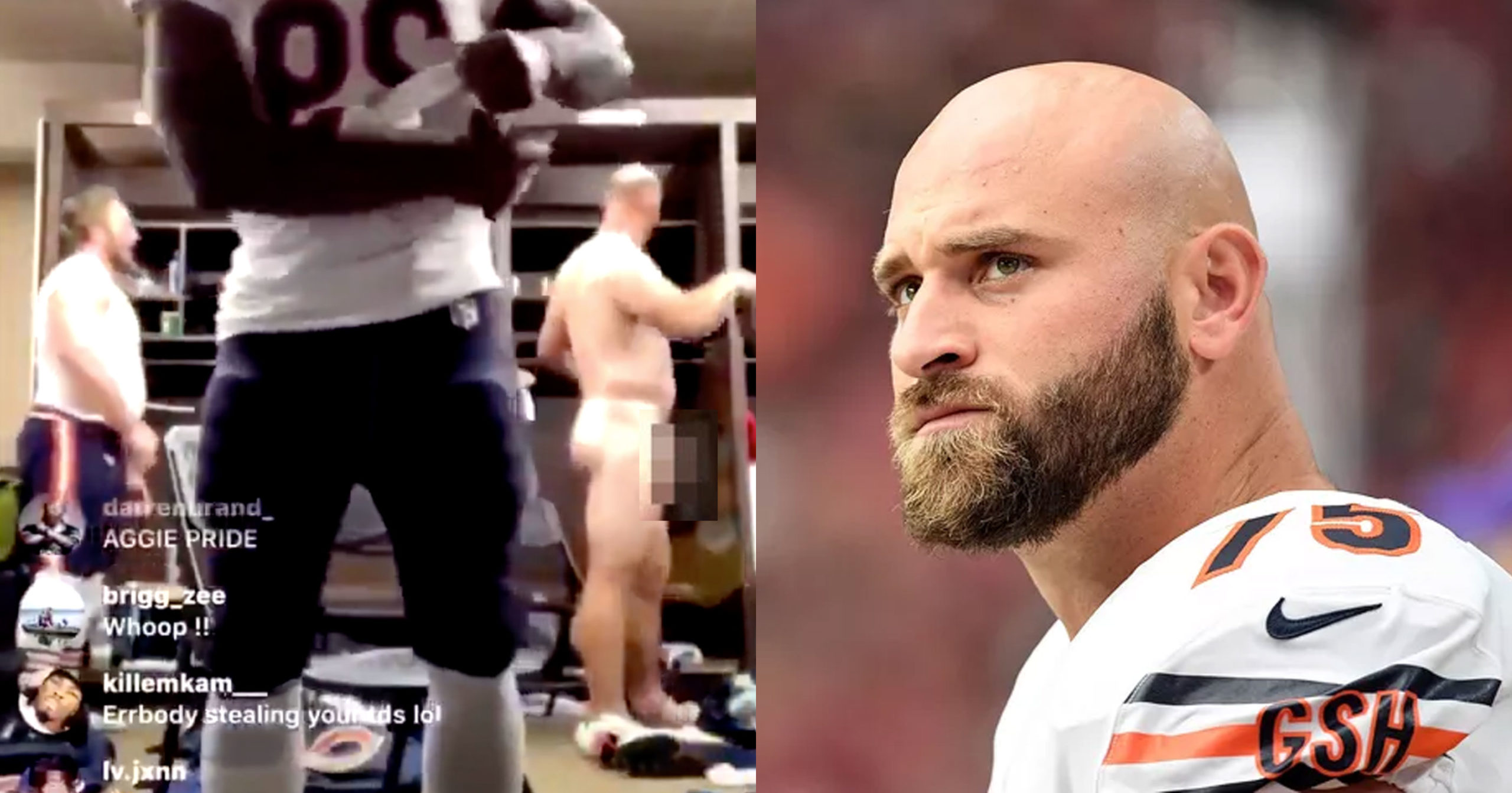 Tarik Cohen Accidentally Live-Streams Butt-Naked Teammate Kyle Long After G...