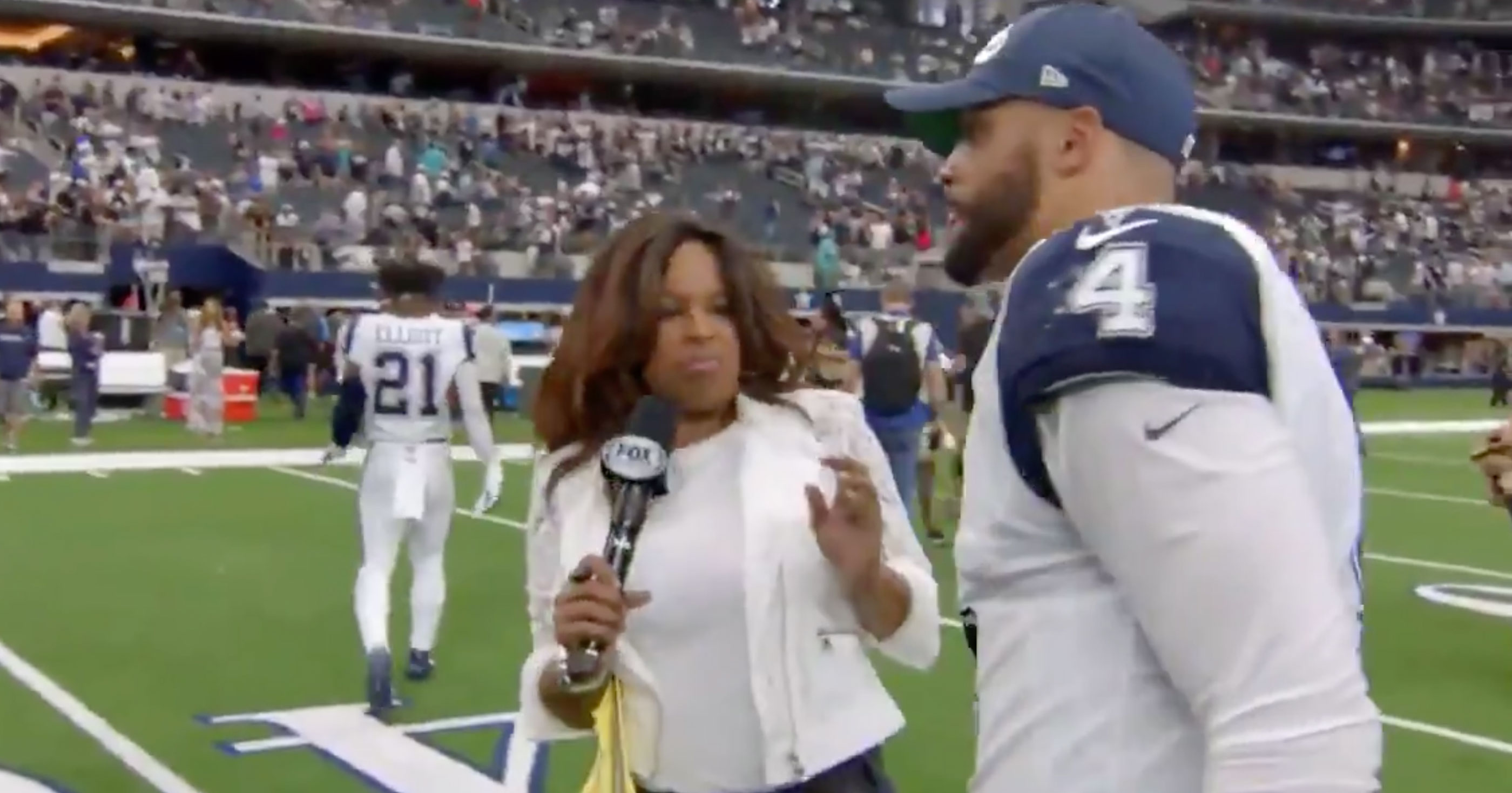 Pam Oliver Couldn't Stand The Smell Of A Sweaty Dak Prescott During Postgame Interview ...2800 x 1468
