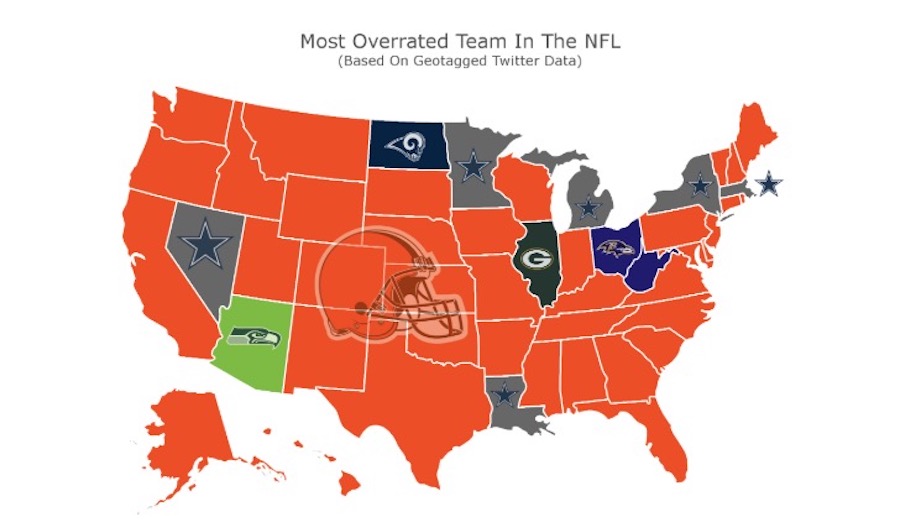 Map Shows Every State's Pick For “Most Overrated NFL Team” Based On Twitter  Data - Daily Snark