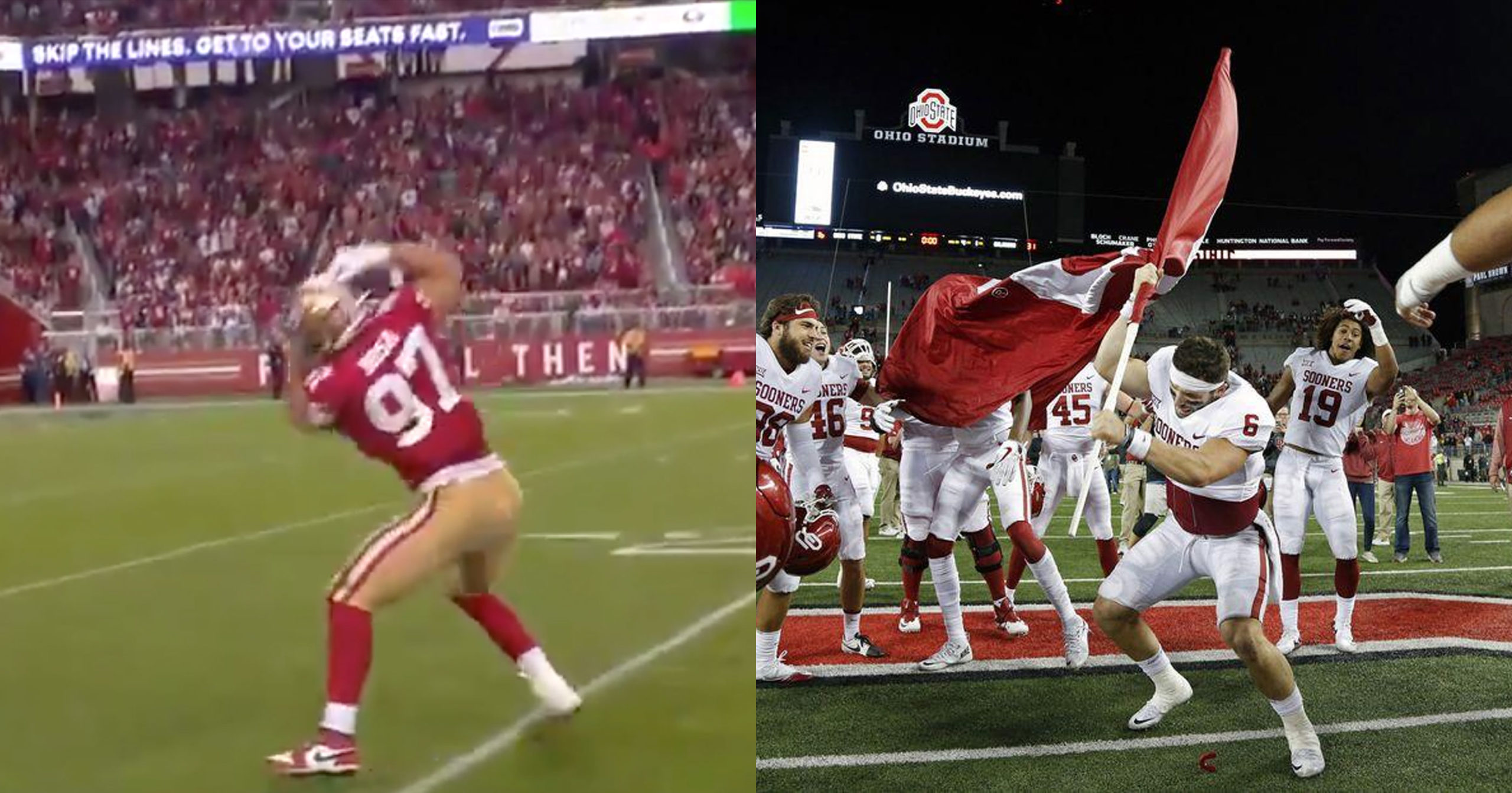 Former Buckeye Nick Bosa taunts Baker Mayfield with fake flag