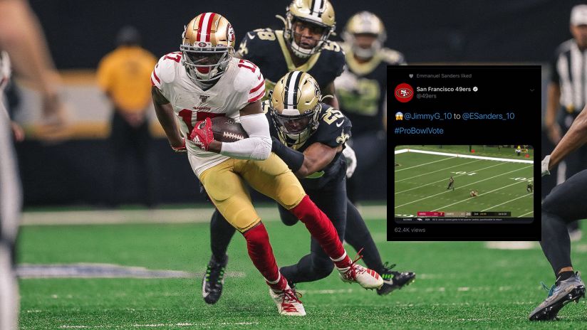 49ers WR Emmanuel Sanders Was On Social Media 'Liking' His Highlights  During Halftime vs Saints - Daily Snark