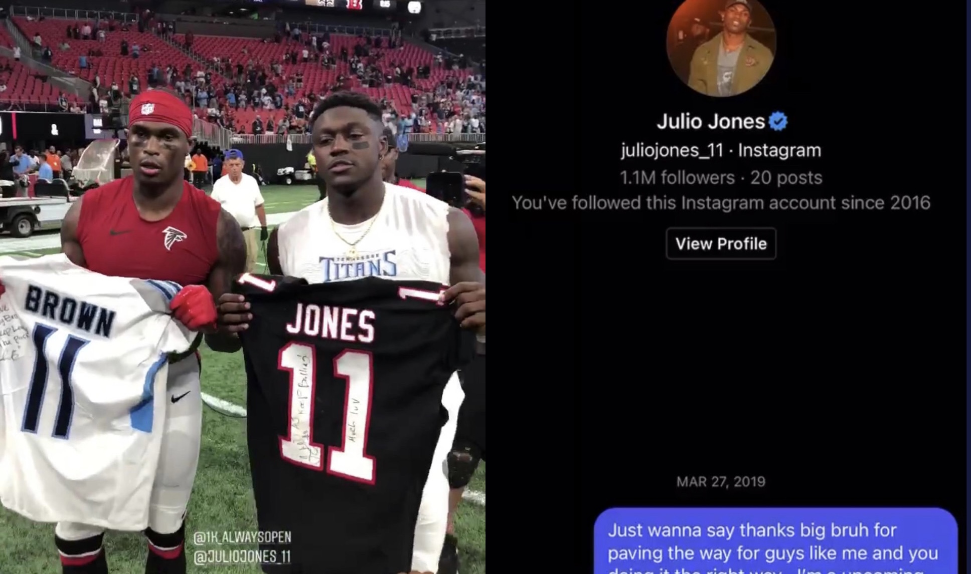 AJ Brown shows respect to Julio Jones with great gesture