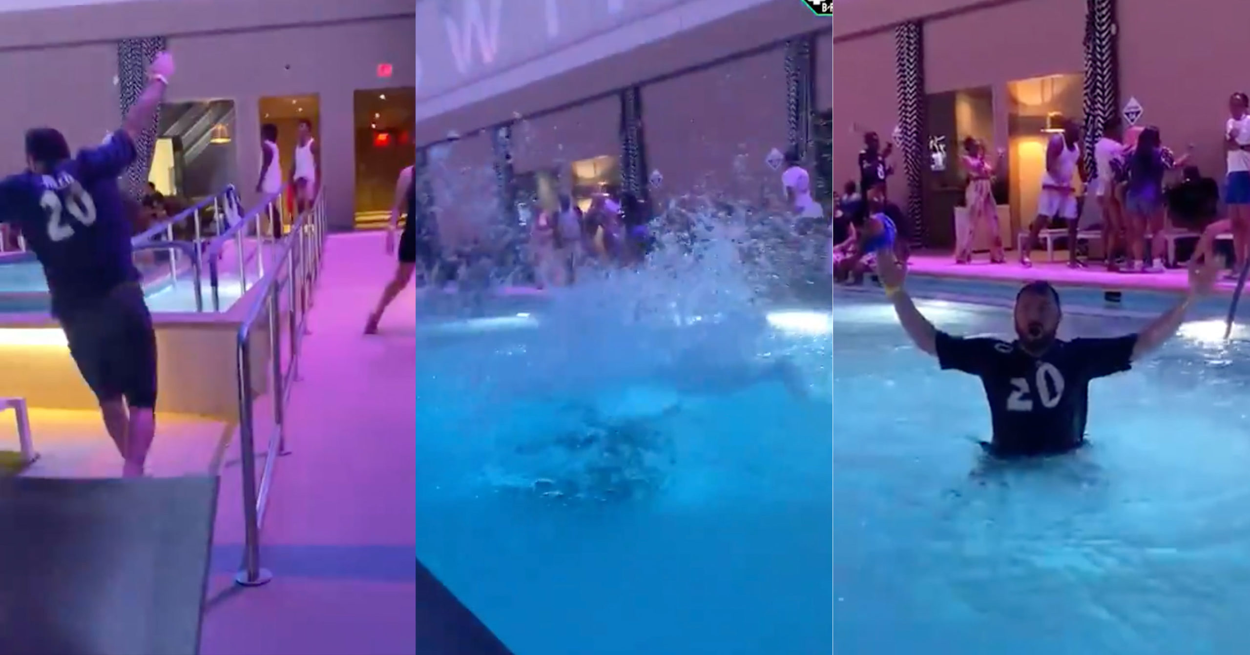 Ravens Fan Cannonballs Into Hotel Pool After Overtime Raiders Turnover ...