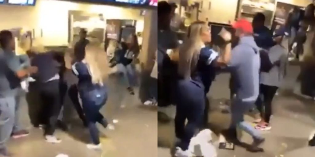 Female Patriots Fan Gets Pushed Row Of Seats In Brawl During SNF Game vs  Dolphins - Daily Snark