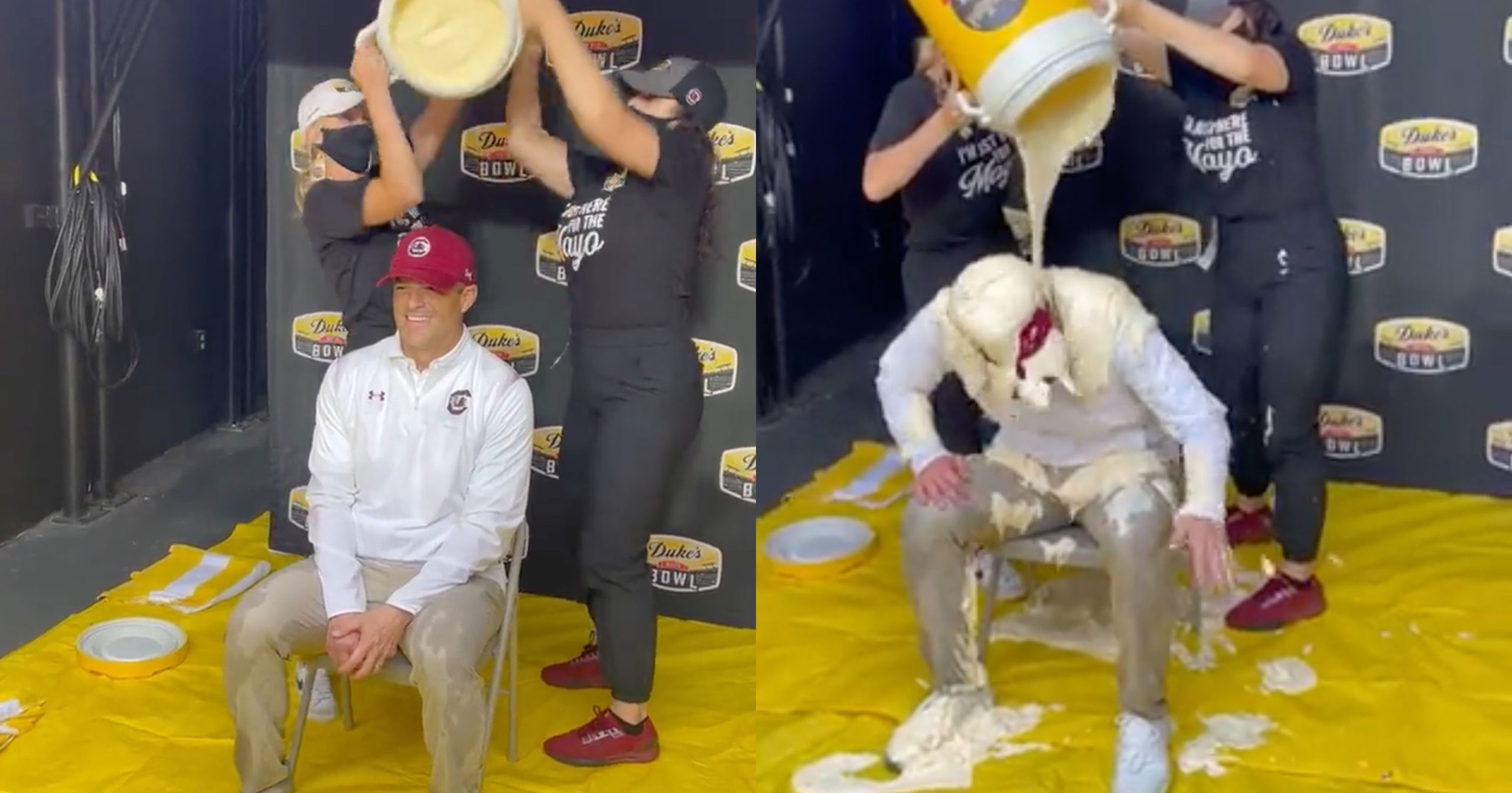 Gamecocks Coach Gets 5 Gallons Of Mayo Dumped On Head After Winning