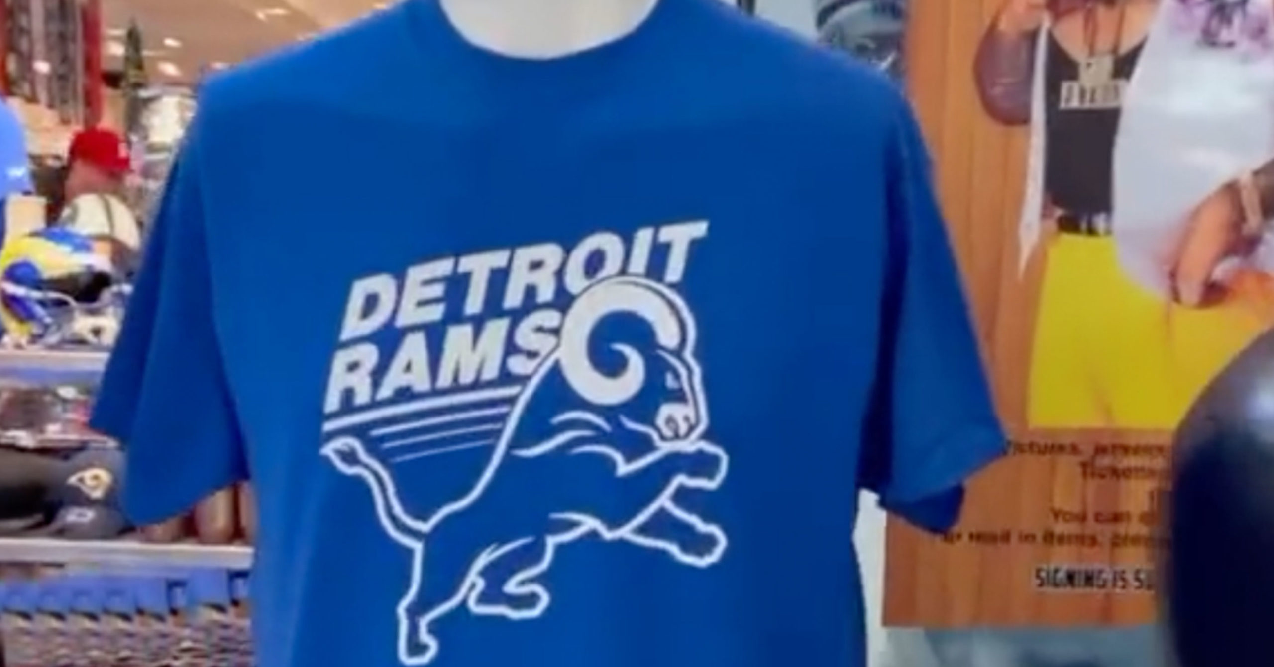 Detroit Sports Stores Selling Lions/Rams Themed Apparel Ahead Of Matthew  Stafford Super Bowl