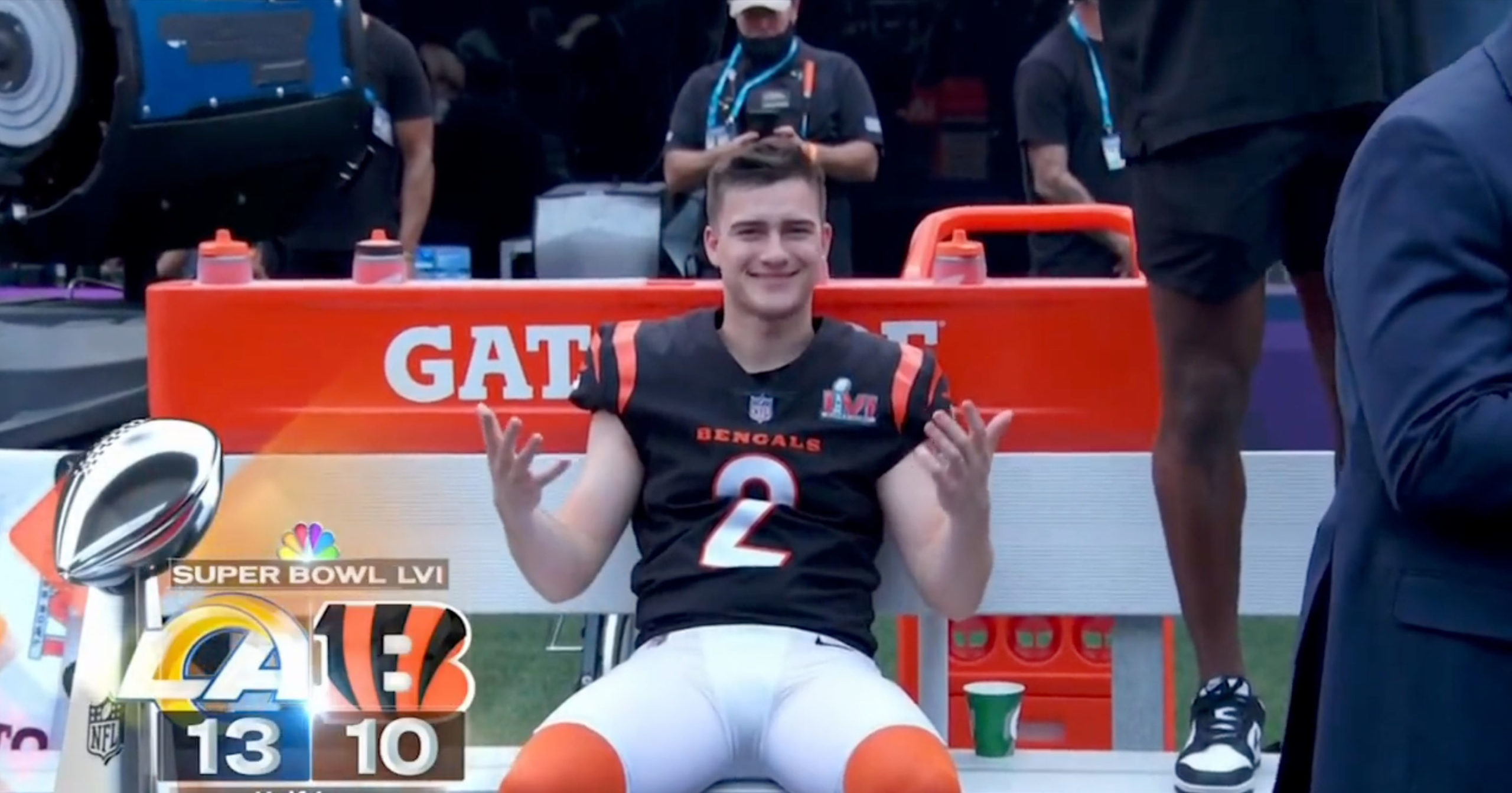 Bengals Kicker Evan McPherson Stayed On The Field To Watch The Entire