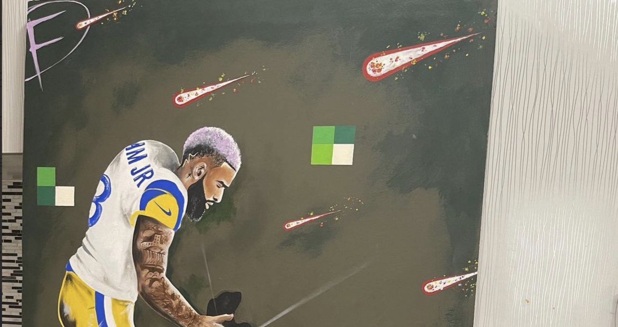 LOOK: Odell Beckham Jr. commissions painting of OBJ with the Rams helping  out OBJ with the Browns 