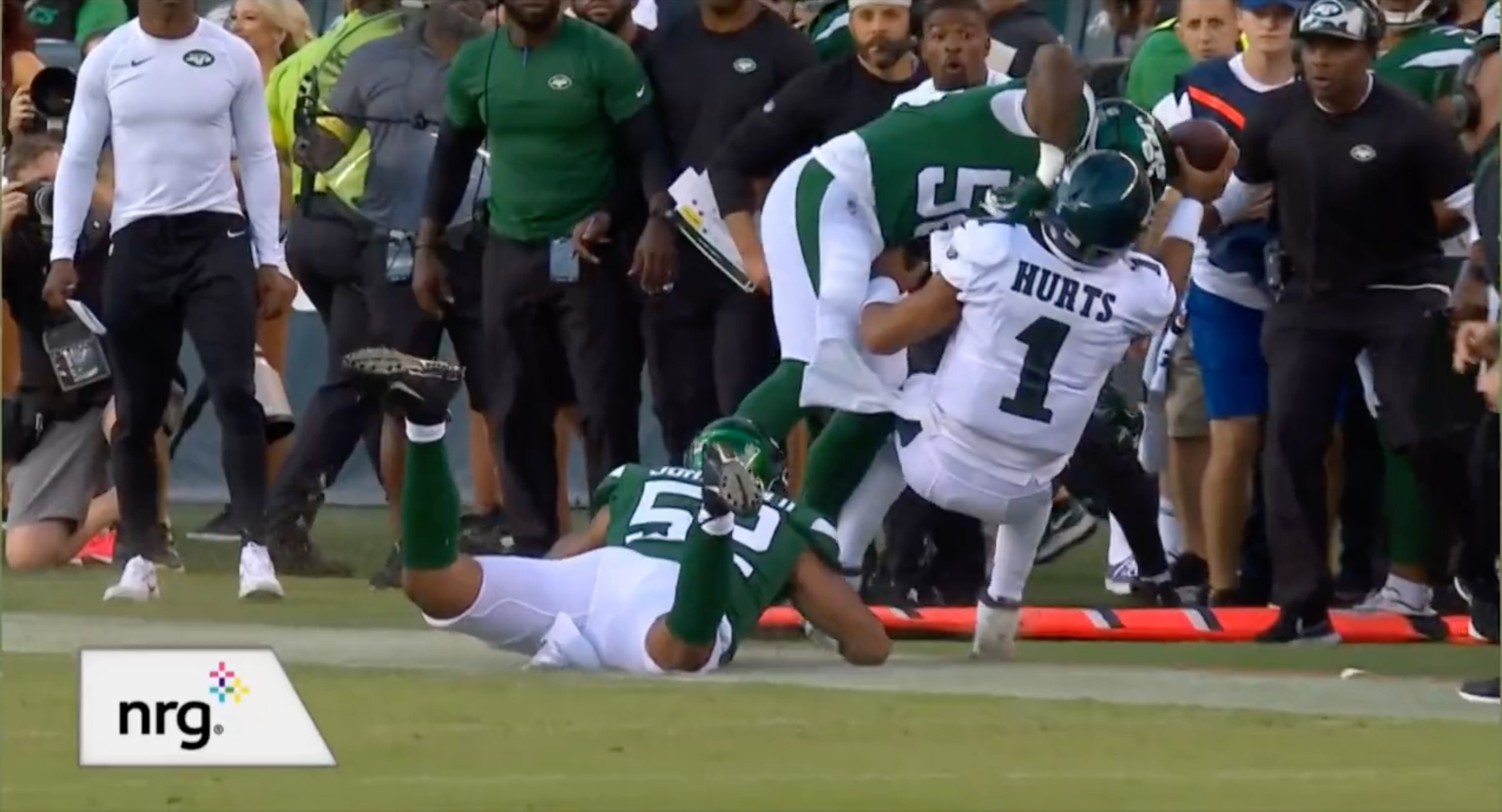 Jets LB Fined After Controversial Hit On Eagles QB Jalen Hurts During ...